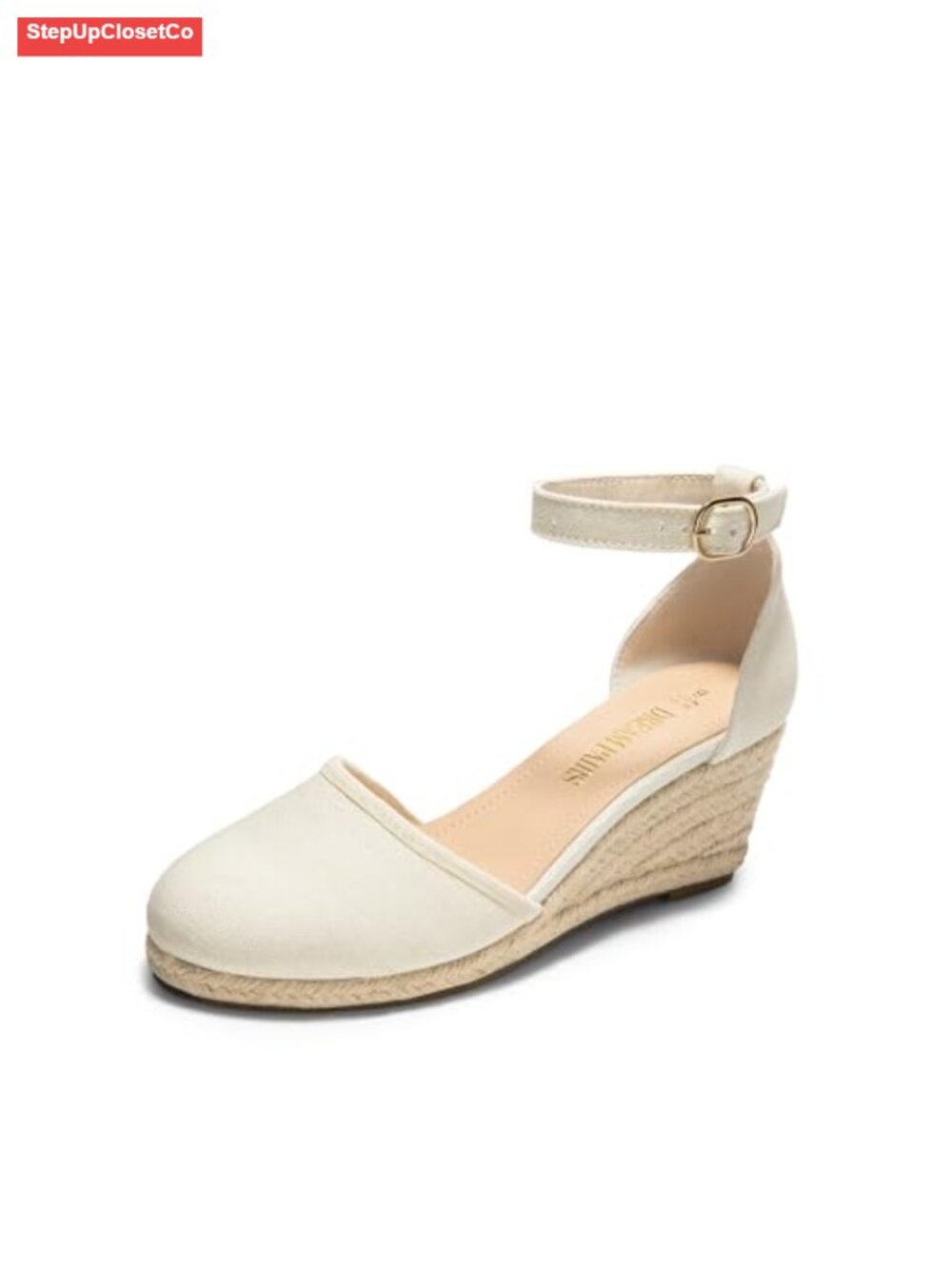 Closed Toe Ankle Strap Espadrilles Platform Wedge Sandals - Faux Suede